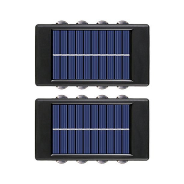 8 luces LED solares de pared Lámpara de exterior, impermeable, con iluminación arriba y abajo, luces solares para jardín, escaleras, alféizar