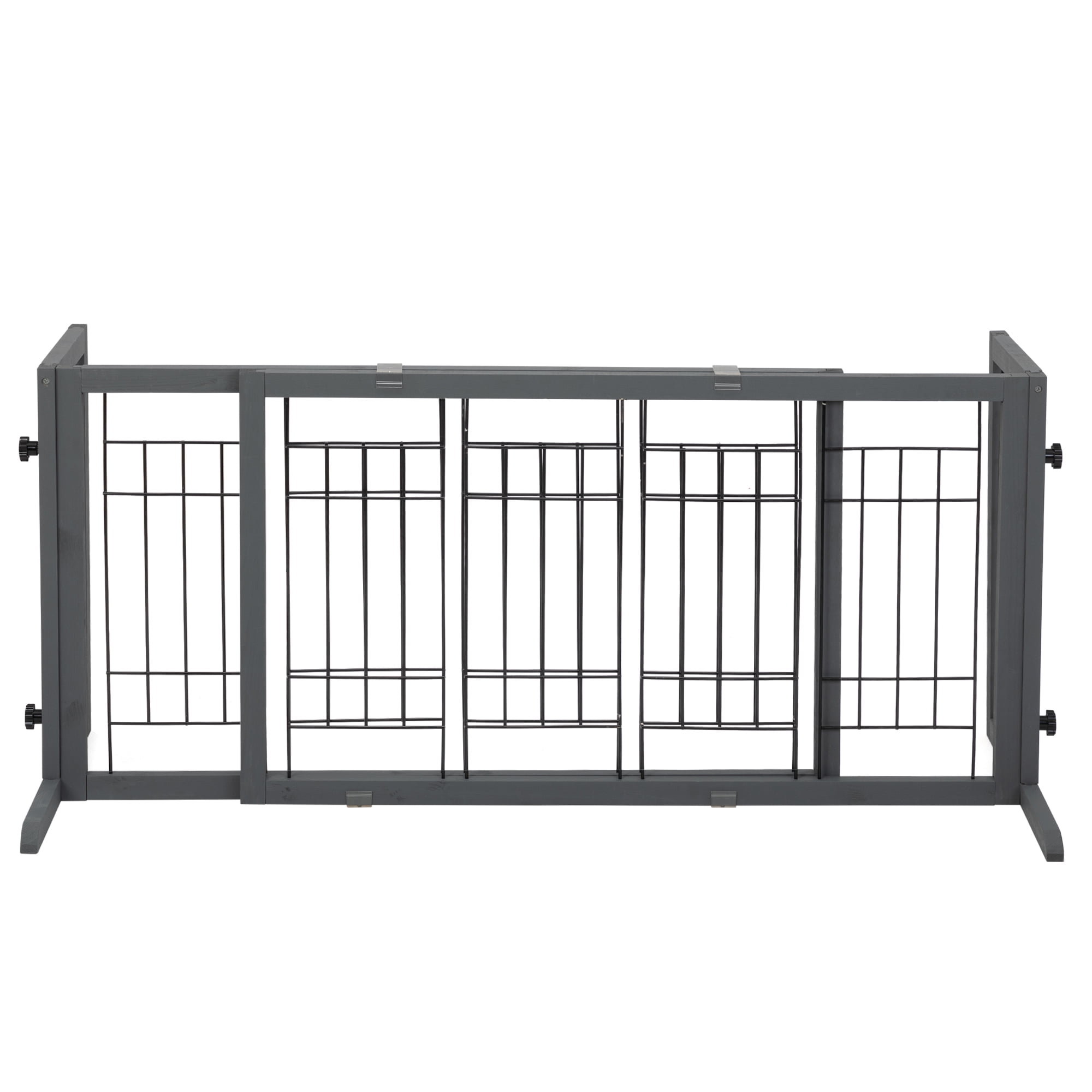 Pefilos Freestanding Dog Gate 38"-71" Adjustable, Wood Pet Gate for Indoor Dogs Fence for Doorways, Stairs, Gray Pefilos Freestanding Dog Gate 38"-71" Adjustable, Wood Pet Gate for Indoor Dogs Fence for Doorways, Stairs, Gray