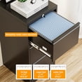 thumbnail image 5 of SUNCROWN 3 Drawer File Cabinet, Black Metal Filing Cabinet with Lock, Vertical Locking File Cabinets with 4 Adjustable Hanging Frame for Home Office, 5 of 6