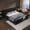 Black, variant on Queen Size Upholstered Platform Bed with Trapezoid Velvet Headboard, Solid Wood Platform Bed, 1000lbs Weight Capacity, No Box Spring Needed, Cream