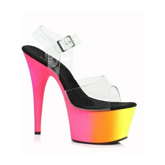 Womens Ellie Shoes E-709-Rainbow 7 Inch With Rainbow Design. 11 / Clear