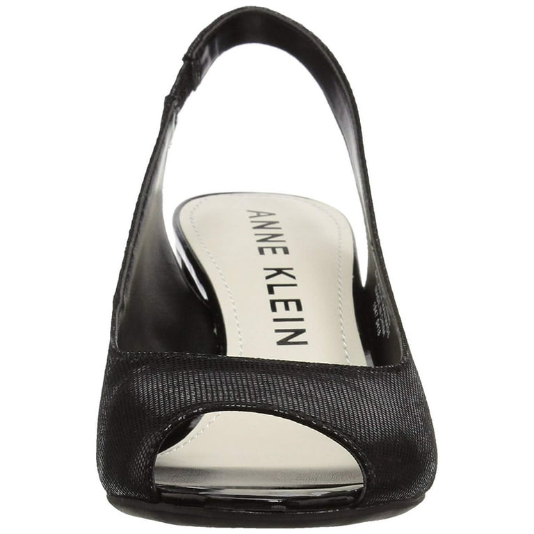 Anne Klein Women s Maurise Peep Toe Sling Back Pump Black Fabric