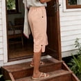 thumbnail image 6 of Women Shorts UK Summer Knee Length Bermuda Pants with Pockets Wide Leg Lightweight Breathable Capri Pants Casual Comfy Holiday Beach Shorts, 6 of 6