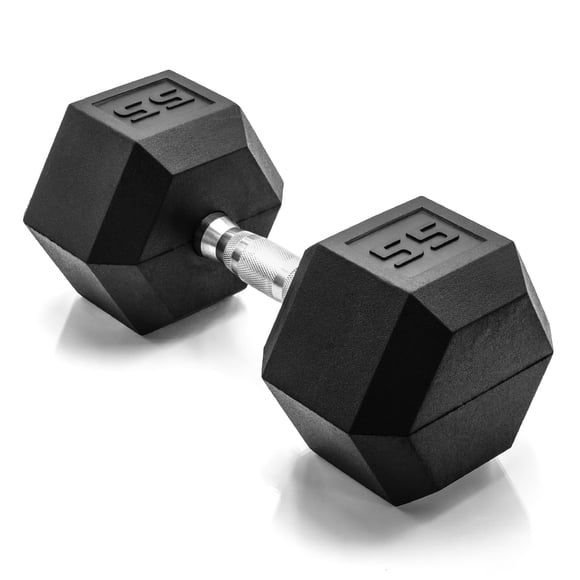 Mancuerna CAP Barbell de 55 lb con recubrimiento de goma y hexágonos cromados
