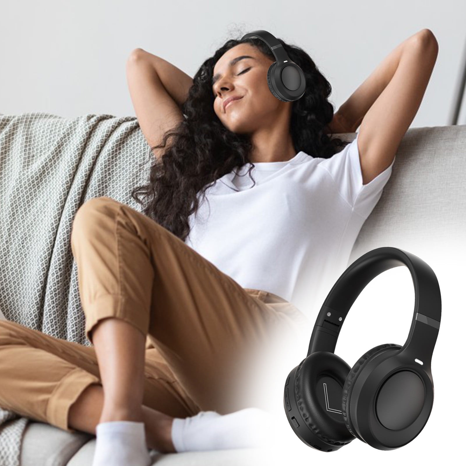 Wireless Headphones Bluetooth On-Ear Headset with Microphone,Black