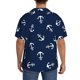 thumbnail image 3 of Balery Nautical Themed Simple Anchors Camisa Casual de Manga Corta con Botones para Hombre, Texturizada, Estilo Cubano, para Playa, Verano-X-Large, 3 of 5