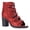 Red, variant on YDN Fashion Women's Open Peep Toe Sandal Boots High Chunky Block Heels Multiple Buckle Strao and Back Zipper Ankle Booties Dressy Casual Cutout Shoes Size 7 Green