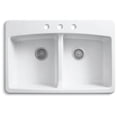 thumbnail image 3 of Kohler K-5846-3 Brookfield 33" Double Basin Top-Mount Enameled Cast-Iron Kitchen Sink -, 3 of 6