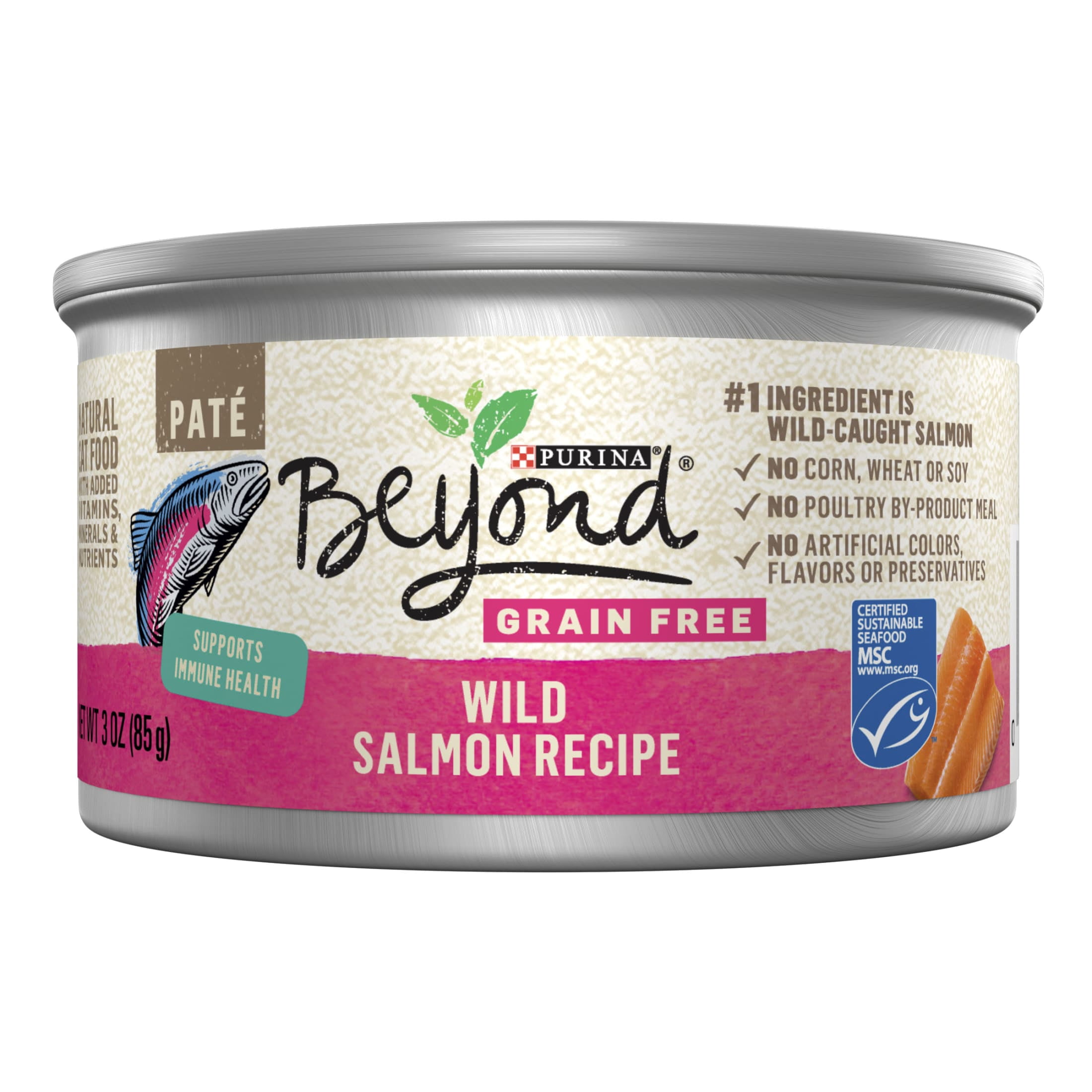 (2 pack) Purina Beyond, Grain Free Natural Wild Salmon, Wet Cat Food Pate, 3 oz. Cans, 12 Pack