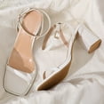thumbnail image 3 of Block Heels for Women Square Open Toe Ankle Strap Chunky High Heels Strappy Heeled Sandals Womens Mid Low Block Heeled Sandals Square Strap Strappy Party Sandals Chunky Heel Slip On Dressy Sandal, 3 of 7