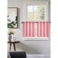 thumbnail image 3 of Red Pink Stripe Tier Curtains 36 Inch Length,Sheer Curtains for Bedroom Living Room Window Geometric White Vertical Striped Rod Pocket Drapes Kitchen Curtains Small Half Window 27.5"x36" 2 Panels, 3 of 6