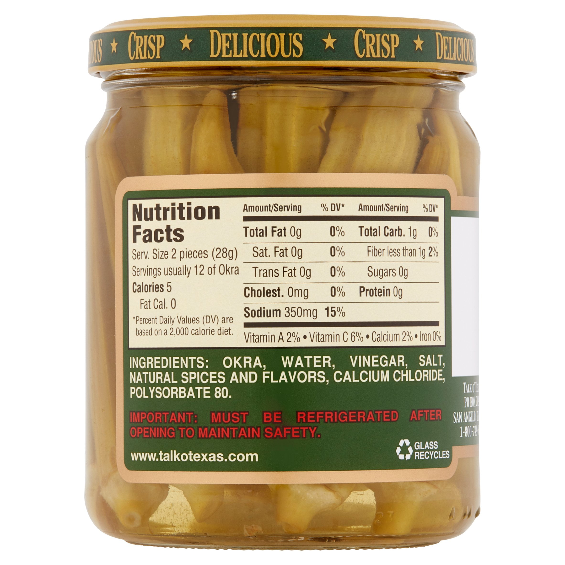 (6 pack) Talk O' Texas Crisp Hot Okra Pickles, 16 fl oz