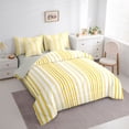 thumbnail image 2 of Castle Fairy Vintage Vertical Stripe King Bedding 7pcs,Abstract Thin Line King Bed in a Bag,Gold Cream White,Reversible, 2 of 7