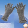 thumbnail image 3 of Ljudmp Womens Mens Knitted Extended Gloves Fleece Lined Mitten Gloves Elastic Cuff Winter Thermal Warm Mittens for Cold Weather Dark Gray, 3 of 3