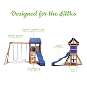 Backyard Discovery Aurora Cedar Wood Swing Set, Wave Slide, Play Deck, Rock Wall Ladder