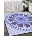 thumbnail image 3 of Ahgly Tapis Rond Lavable en Machine Intérieur Transitionnel Bleu Céleste, 4 Pieds Rond, 3 of 7