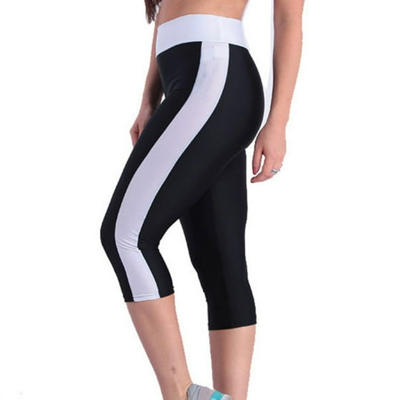 AKEGAMN High Waist Tummy Control Yoga Capris Leggings with Side Pockets, White S-3XL