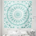 thumbnail image 1 of Aqua Tapestry, Mandala Tie Dye Effect Floral Leaves Seem Design Image Art Print, Fabric Wall Hanging Decor for Bedroom Living Room Dorm, 5 Sizes, Sea Green White, by Ambesonne, 1 of 1