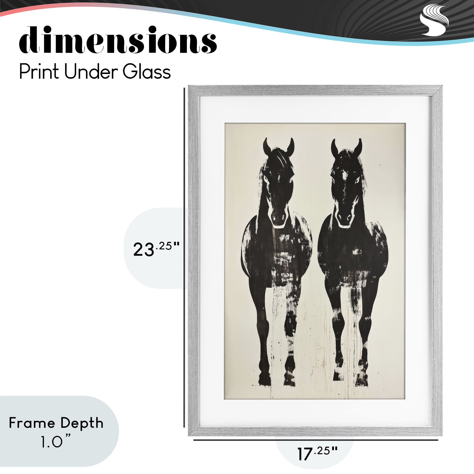 Stupell Industries Silhouetted Horse Couple Gray Framed Print Under Glass, design by Petal Prints Design
