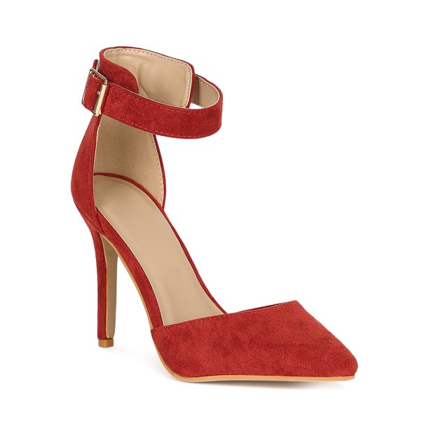 womens satin pointed toe shiny ankle strap stiletto heels
