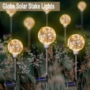 Decorative LED Solar Stake Light, 2 Pack Outdoor Solar Globe Lights Waterproof Solar Landscape Path Light for Yard, Patio, Walkway, Warm White