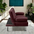 thumbnail image 2 of Futon Sofa Bed, Velvet Fabric Comfy Futon Couch Bed with 2 Square Pillows, Convertible Sleeper Sofa with Adjustable Backres Modern Loveseat Sleeper for Living Room, Burgundy Red, 2 of 7