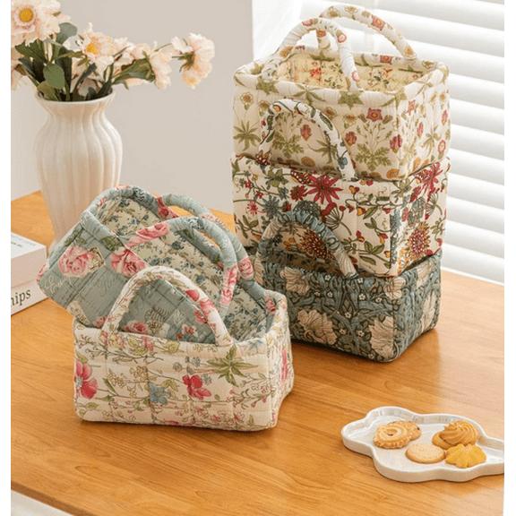 Fabric Storage Basket ,Fabric Basket, Mini Boho Laundry Nursery Hamper Portable Folding Organizer for Bedroom I