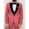 thumbnail image 4 of GENT WITH Men’s Pink 3 Piece Slim Fit Velvet Peak Lapel Tuxedo, Italian Designed Coat Pants, Wedding Groom Party Wear Suit, 4 of 5