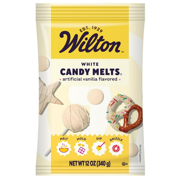 Wilton Melting Chocolate White Candy Melts for Cake Pops Candy Making Chips Vanilla Flavored 12oz.