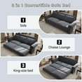 thumbnail image 6 of Chesterfield Sofa,93.7" King Pull Out Sofa Bed,3-in-1 Velvet Convertible Sleeper Sofa with Nailhead Trim & Rolled Arm,Multi-Functional Sofa Bed for Living Room,Bedroom,Grey, 6 of 9