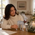 thumbnail image 7 of Lilixerw Glitter Reindeer Figurine with Knit Scarf, Silver Standing Deer Statue 12 inch Xmas Tabletop Decoration for Mantel Shelf Home Decorations, 7 of 7