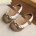 thumbnail image 2 of Khaki Big Kids Girls Lace Bow Mary Jane Flats Soft Sole Rhinestone Buckle Dress Shoes For Little Kids, 2 of 6