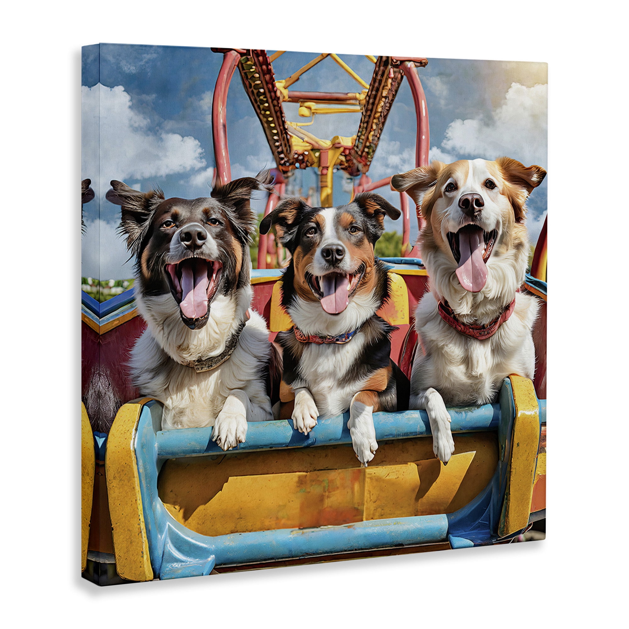 Stupell Industries Amusement Park Dogs Animals Painting Wrapped Canvas Canvas Art Print Wall Art, 30 x 30