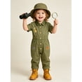 thumbnail image 4 of Miaeowve Toddler Kids Wild One Birthday Outfit One Piece Zookeeper Jumpsuit Button Down Coveralls Army Green 5T, 4 of 7