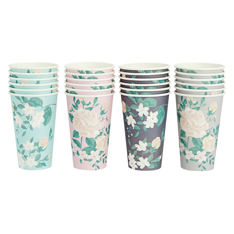 48 Pack Disposable 16oz Coffee Cups with Lids, Floral Paper To Go Coffee  Cups for Flower-Themed Birthday Party, Wedding, Baby Shower (4 Pastel  Colors)
