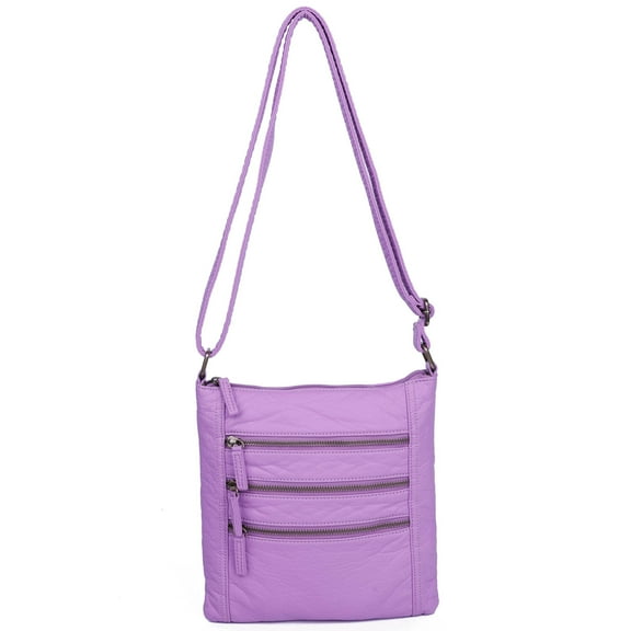 The Camile Three Zip Crossbody - Light Purple