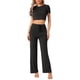 thumbnail image 2 of INSPIRAR CHIC Conjunto de Pijama de Mujer de Punto Acanalado de 2 Piezas con Top Corto de Manga Corta y Pantalones Conjuntos de Ocio M Negro, 2 of 5