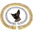 thumbnail image 2 of Collar de gatito de diamantes de imitación, cadena de Metal de lujo para todas las razas, perros y gatos, Collar de perro de enlace cubano, cadena dorada de Hip Hop, Collar para mascotas para cachorro, 2 of 4