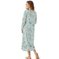 thumbnail image 2 of DISNIMO Floral Printed Women's Nightshirt Long Sleeve Nightgown V Neck Sleepwear Button Front House Dress Long Sleep Shirt, 2XL, 2 of 8