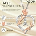 thumbnail image 2 of Ydou Rose Heart Initial Necklace for Women, 14K White Gold Plated Love Heart Letters with Rose Flower Pendant Necklace for Women, 2 of 9