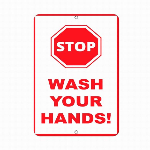 Size: 16" x 12" Stop Wash Your Hands! Business Sign Feature Department Notice Sign Tin Sign