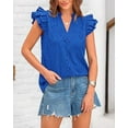 thumbnail image 3 of FreshPretty Women Summer Eyelet Tops Dressy Casual V Neck Ruffle Cap Sleeve Cotton Boho Shirts Lace Embroidered Blouses 2025, 3 of 6