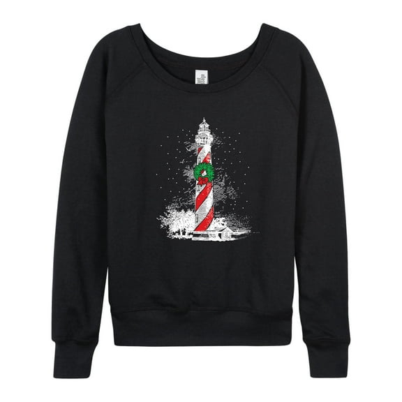 Instant Message - Christmas Lighthouse - Ladies French Terry Long Sleeve Shirt