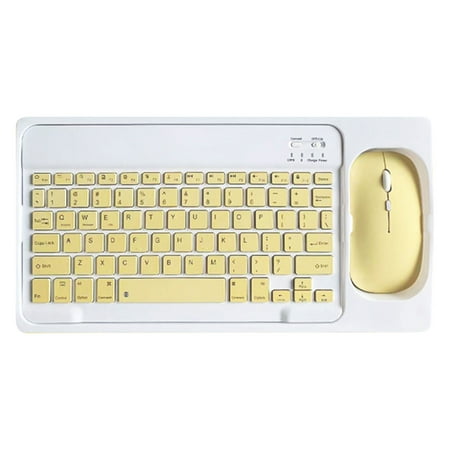 Bluetooth Keyboard and Mouse Combo Wireless Keyboard and Mouse Portable Mini Bluetooth BT Wireless Keyboard & Mouse For Android Windows PC Tablet(Yellow 10*6in+5*3in)from ANMUYUM