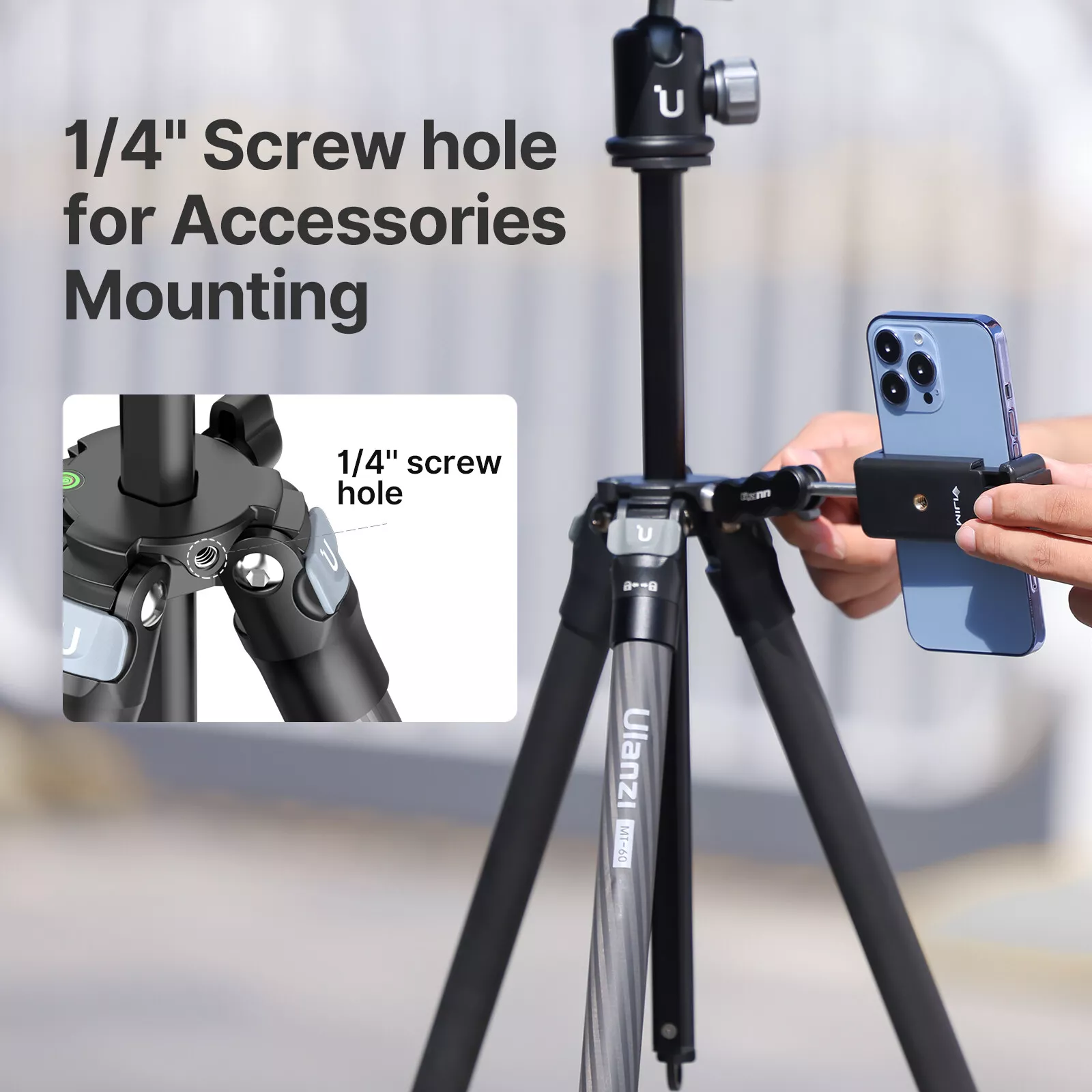 Ulanzi MT-60 Carbon Fiber Travel Tripod for Smartphone DSLR Camera - Lightweight, Versatile, and Durable