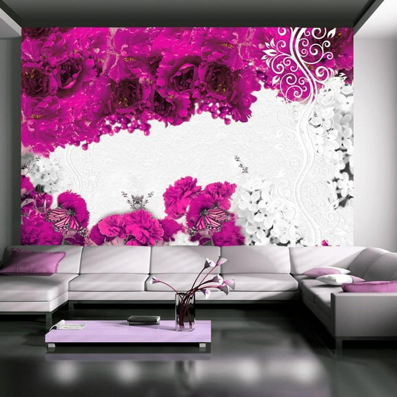 Tiptophomedecor Floral Wallpaper Wall Mural - Colors Of Spring: Fuchsia