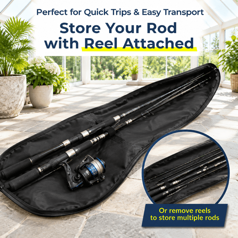Fishing Rod Case With Reel Stor| Holds Rods Reels Attached Lightweight ...
