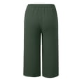 thumbnail image 3 of Capri Pants for Women Summer Baggy Comfy Straight Wide Leg Solid Elastic Waist Cropped Capris Soft Slacks(Dark Green,XL), 3 of 7
