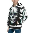 thumbnail image 2 of Pofeuu Watercolor Skull Print Teenage Zipper Hoodie Sweatshirts Hooded Casual Jackets With Pocket For Boys Girls-Small, 2 of 6