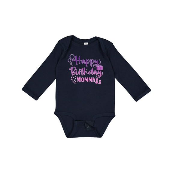 Inktastic Purple Happy Birthday Mommy Boys or Girls Long Sleeve Baby Bodysuit